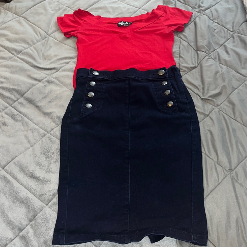 Pinup sailor pencil skirt